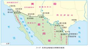 图3-18 美墨边境两侧的城镇分布